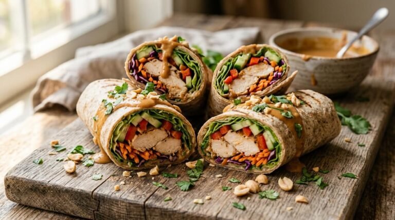 Thai peanut chicken wraps
